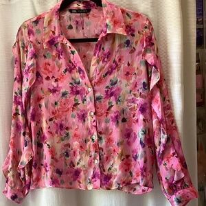Zara Pink Floral Blouse